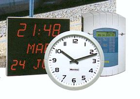 Trois types d'horloges collectives produitent par les établissements BODET.