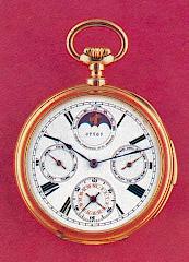 Montre astronomique de 1878. Indication des phases lunaires, quantième perpétuel, répétition à 5 minutes.  Collection privée.